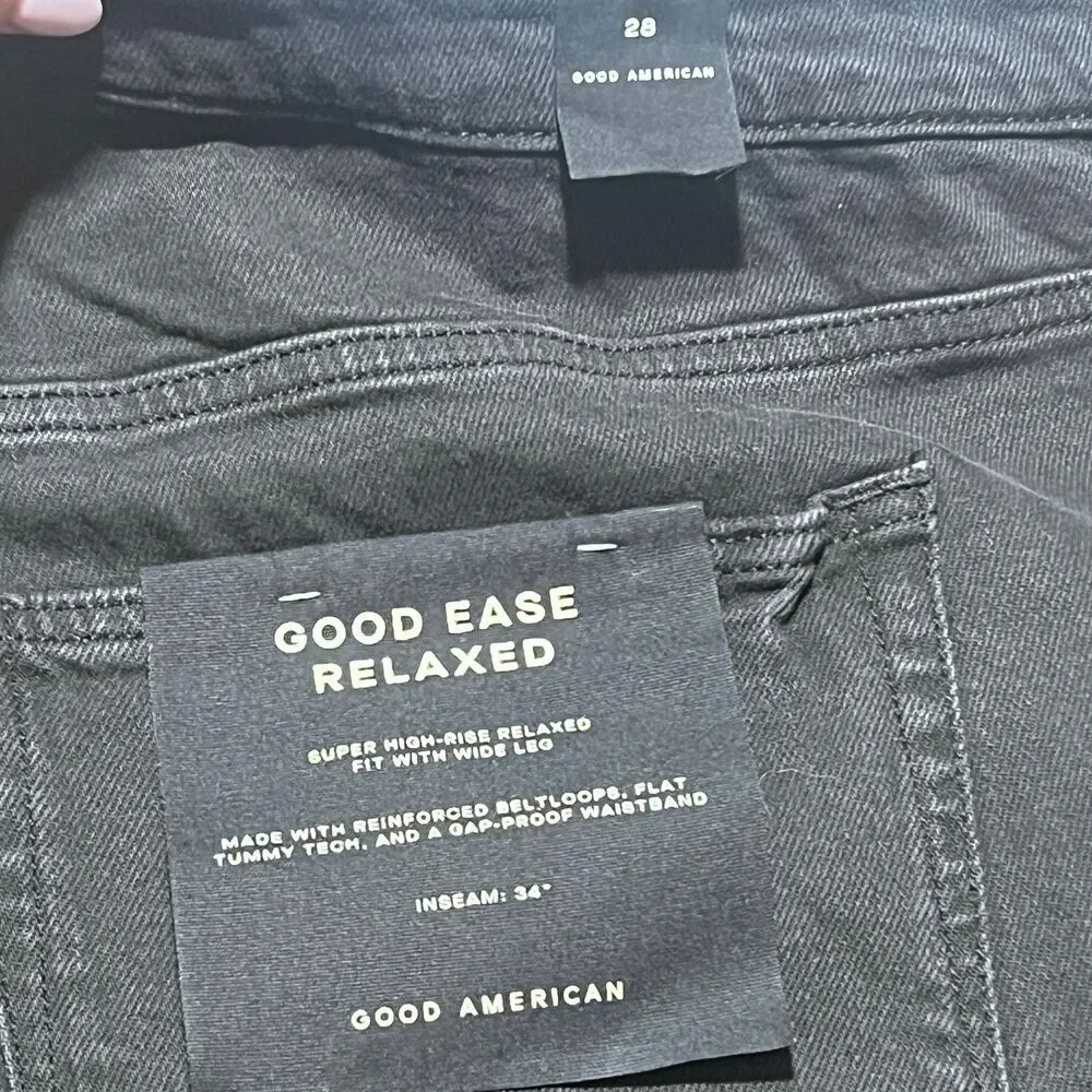 NWT Good American Good Ease Relaxed Jeans Size 28 Plus Black High Rise Wide Leg - Picture 4 of 13